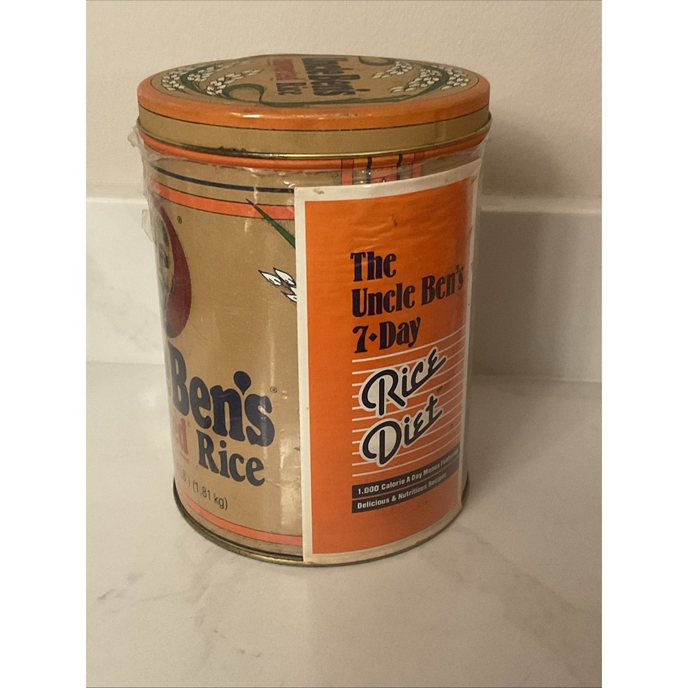 Uncle Ben's Rice Tin 1985 64 Oz 4 lbs. Advertising Rice Diet Pamphlet Sealed